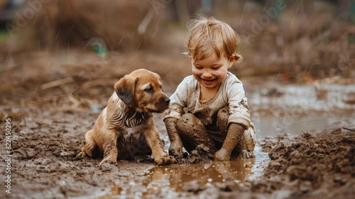 Muddy Playmates: Childhood Fun. Generative AI