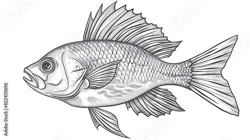 cut out, outline, fish, fishing, illustration, vector, icon symbol, animal fin, freshwater fish, acid, catching, characters, clip art, horizontal, icon set, image, mascot, pets, simplicity, swimming, 