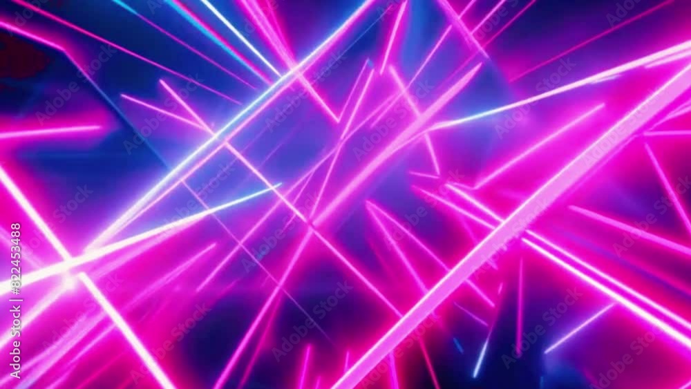 Sharp, straight beams of neon light crisscross the screen, intersecting and forming complex, dynamic patterns in motion, 4K High-Quality Animation Background Video Sharp, straight beams of neon light crisscross the screen, intersecting and forming complex, dynamic patterns in motion, 4K High-Quality Animation Background Video