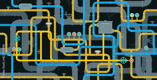 Pipes of various sizes on a seamless background.
