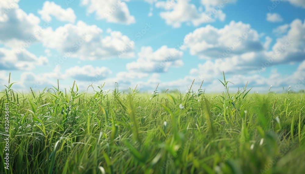 Summer field with tall grasses with flower. Open field with wild flower and butterfly. Sunny day wide blue sky Summer field with tall grasses with flower. Open field with wild flower and butterfly. Sunny day wide blue sky