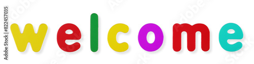 welcome word in coloured magnetic letters