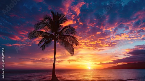 Majestic Palm Tree Dancing in Sunset Glow