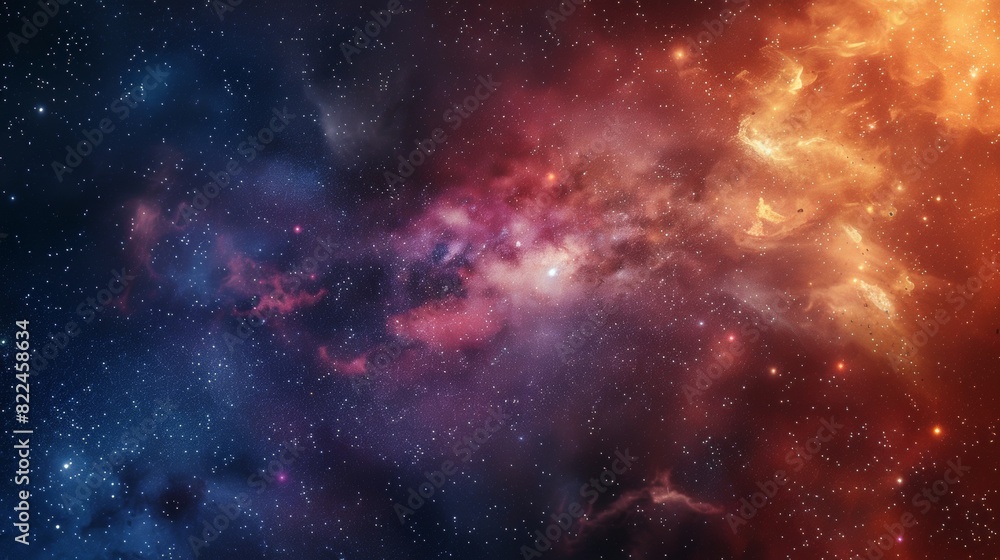 Fiery Cosmic Nebula with Star Clusters. Fiery Cosmic Nebula with Star Clusters.