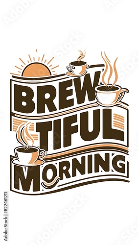 Brew-tiful Morning tshirt design with cliparts