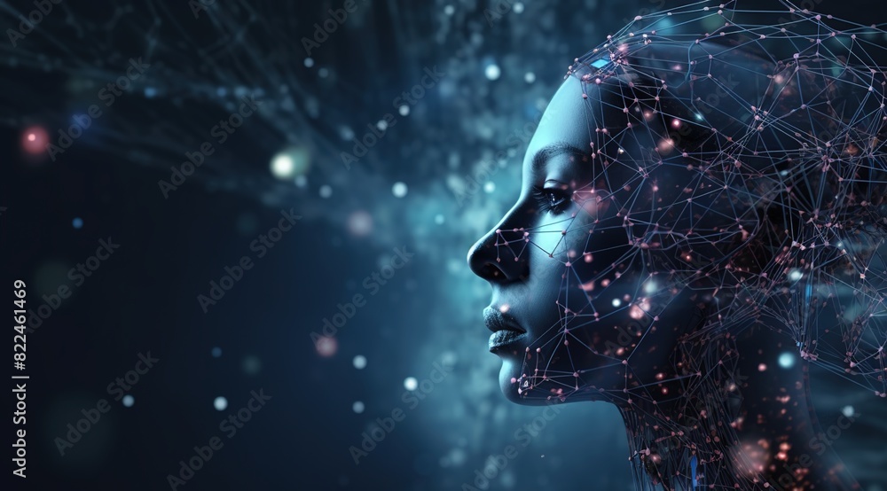 Abstract mash line and point human Brain. Low poly Neural network. IQ testing, artificial intelligence virtual emulation science technology concept. Abstract mash line and point human Brain. Low poly Neural network. IQ testing, artificial intelligence virtual emulation science technology concept.
