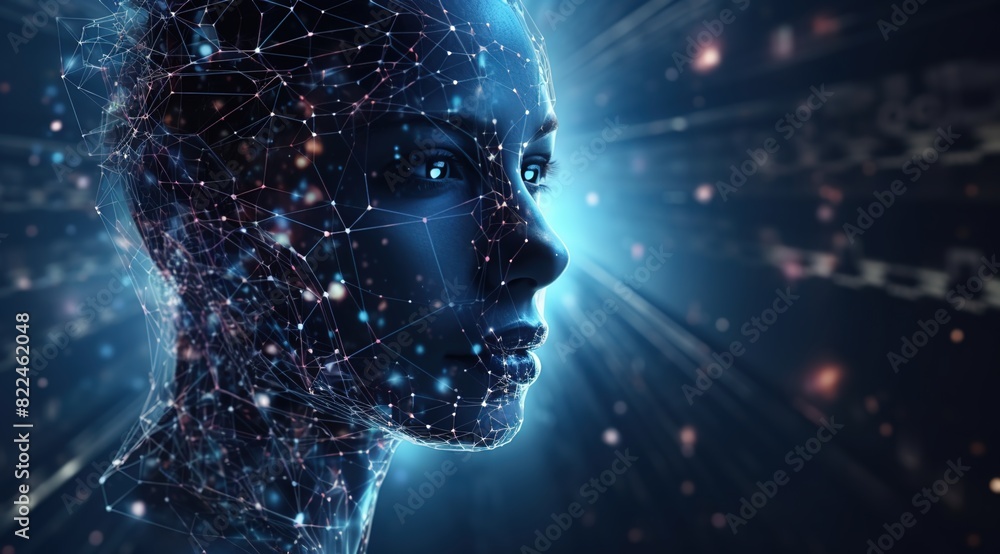 Abstract mash line and point human Brain. Low poly Neural network. IQ testing, artificial intelligence virtual emulation science technology concept. Abstract mash line and point human Brain. Low poly Neural network. IQ testing, artificial intelligence virtual emulation science technology concept.