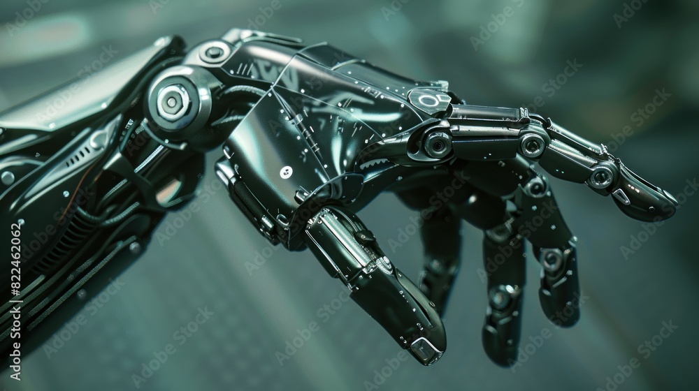 Close up of prosthetic robotic arm Close up of prosthetic robotic arm