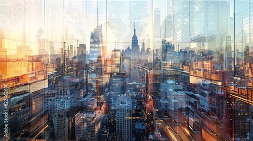 The civil engineer captured the bustling cityscape with a mesmerizing double exposure showcasing the intricate construction of a new building in progress