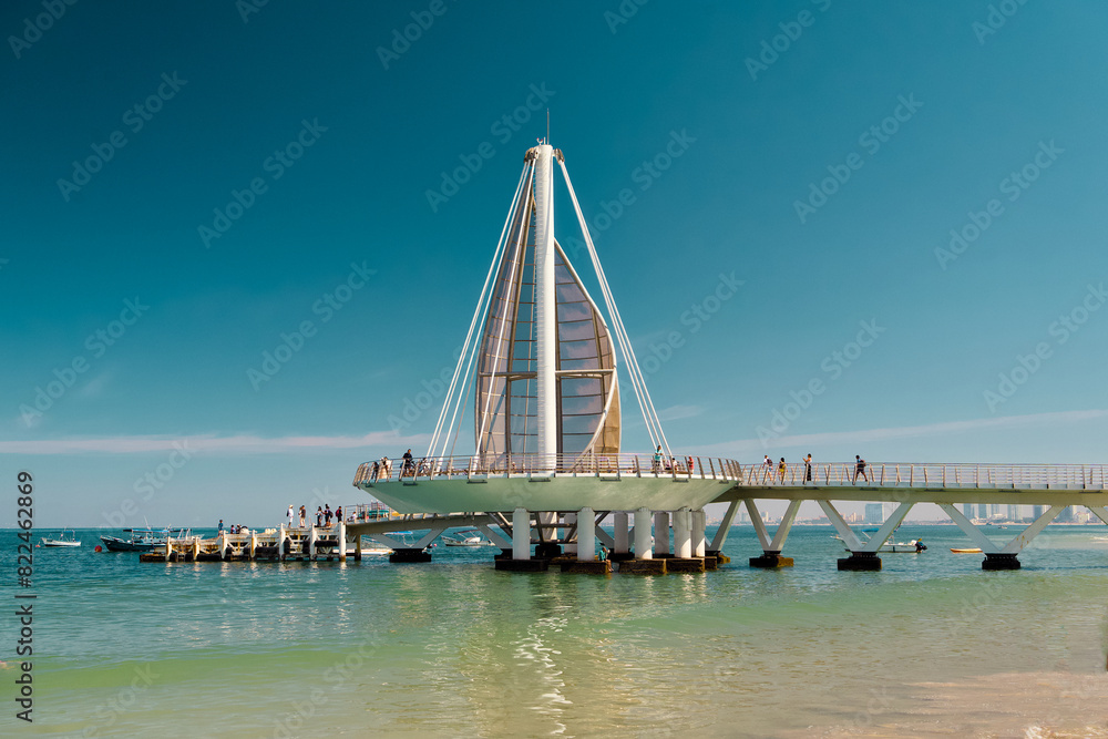Fototapeta premium Scenic Views of Puerto Vallarta Pier in the Romantic Zone