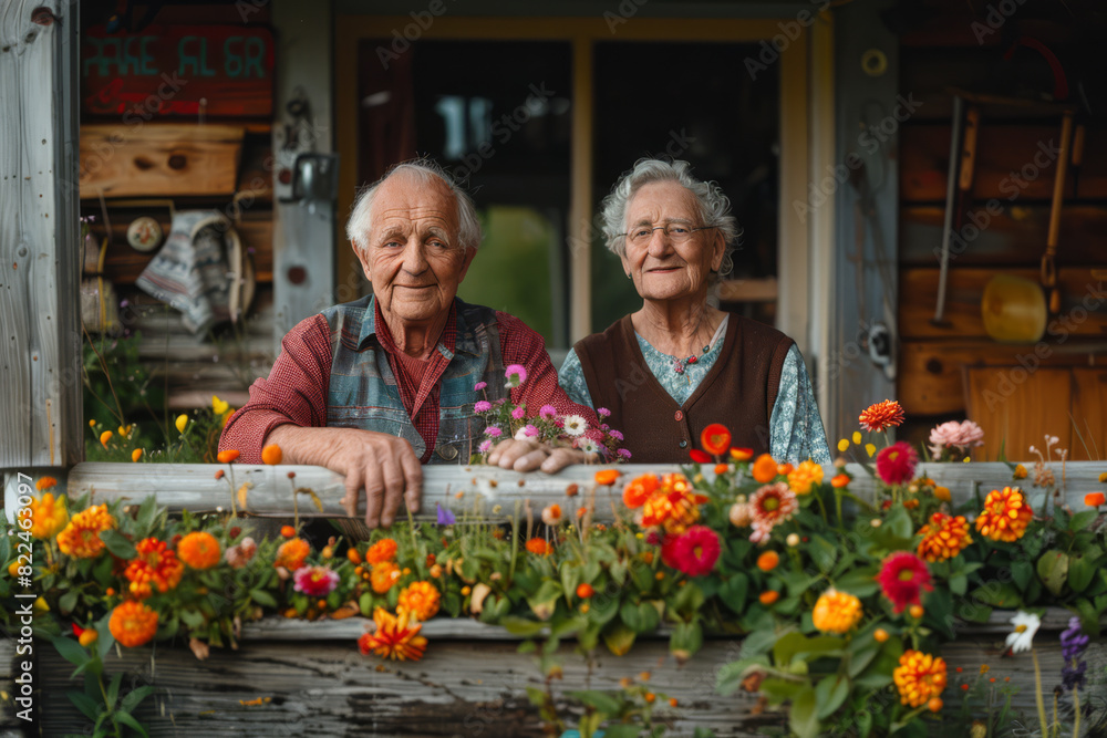 Senior Couple Enjoying Time Together on Home Porch Senior Couple Enjoying Time Together on Home Porch