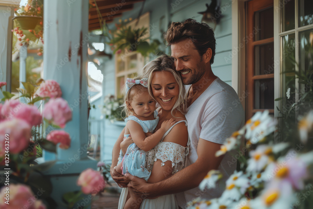 Fototapeta premium Happy Family on the Porch