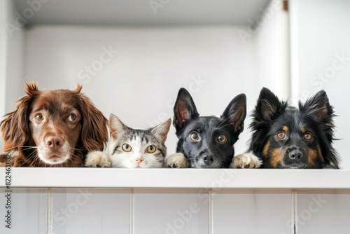 Porch Pals, Dogs and Cats Observing Together