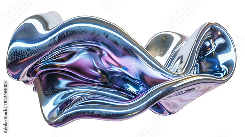 Wallpaper Mural 3d rendering of abstract wavy shape ,A shiny, colorful object with a wave ,3D holographic abstract wavy liquid object background Torontodigital.ca