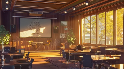 Wallpaper Mural Corporate Seminar Room with Coffee Catering Setup for Attendees during Breaks - Professional Event Space for Meetings and Conferences Torontodigital.ca