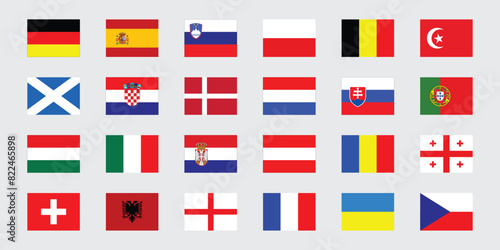 Euro 2024, Flat flags of euro 2024, flags  of 24 participating countries in euro 2024 photo