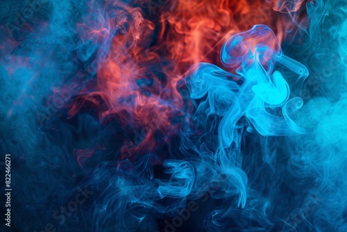 Blue Smoke Gradient: A Contrast of Radiant Blue and Deep Red Lights © Mickey