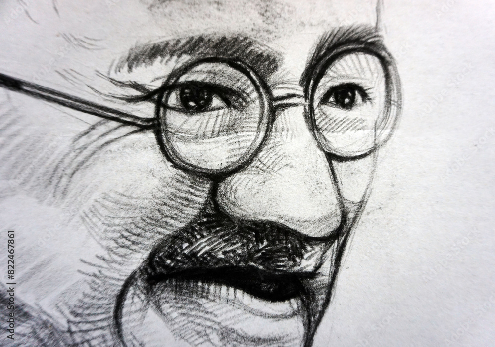 Obraz premium professional artist hand drawn sketch creative line drawing man face light and shadow and boy face structure skill draw line fragment of artwork school of art studying academy of art exhibited