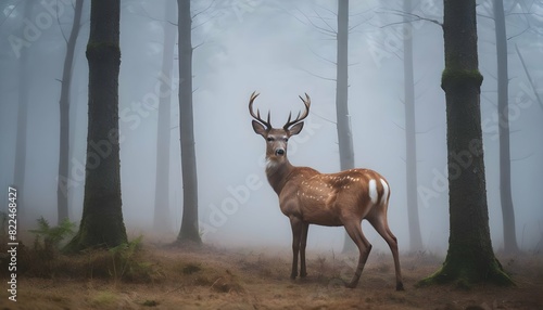 A Deer Emerging From A Misty Forest