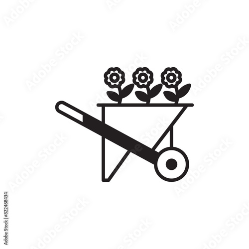 Wheel barrow icon design with white background stock illustration