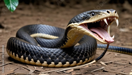 A King Cobra With Its Fangs Bared Ready To Inject