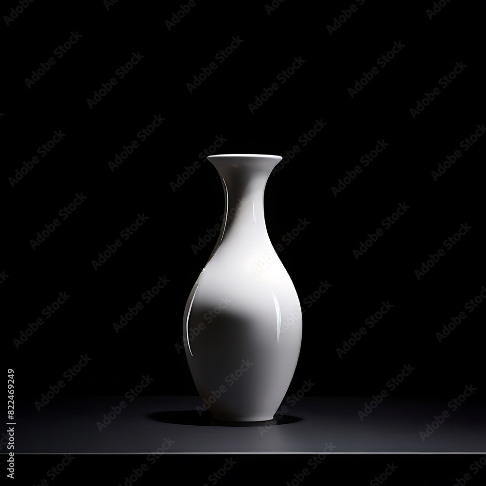 Empty white ceramic vase on black background. light dark contrast, Empty white ceramic vase on black background. light dark contrast,