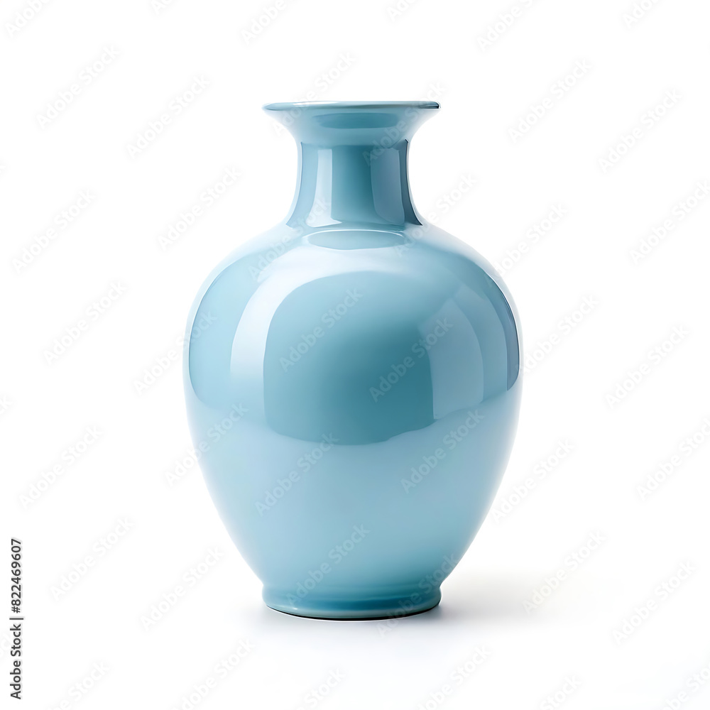 Empty light blue ceramic vase on white background. isolated background, Empty light blue ceramic vase on white background. isolated background,