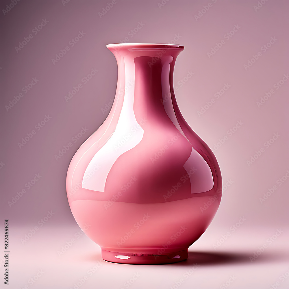 Empty pink ceramic vase on pink background. lisolated background, Empty pink ceramic vase on pink background. lisolated background,