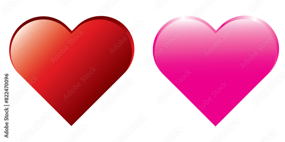Heart vector icons. Set of 3D red and pink hearts. Heart, love, romance or valentine's day red vector icon for apps, logo and website design. Set of love symbols. Vector illustration. Heart vector icons. Set of 3D red and pink hearts. Heart, love, romance or valentine's day red vector icon for apps, logo and website design. Set of love symbols. Vector illustration.