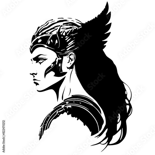 Majestic Vector Art of Valkyrie Silhouette: Channel Courage, Strength, and Warrior Spirit into Your Space