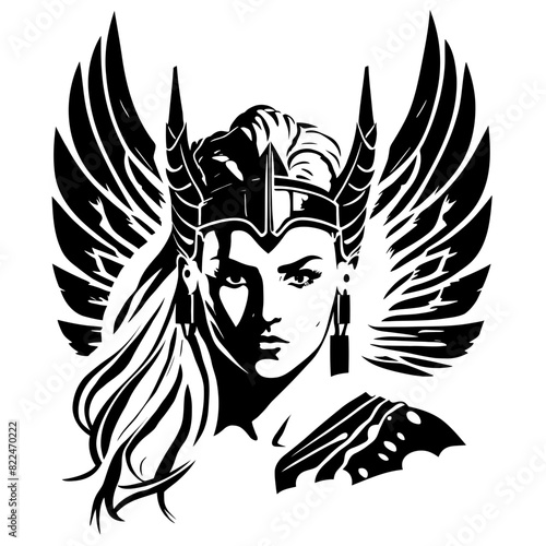 Majestic Vector Art of Valkyrie Silhouette: Channel Courage, Strength, and Warrior Spirit into Your Space