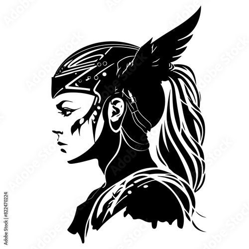 Majestic Vector Art of Valkyrie Silhouette: Channel Courage, Strength, and Warrior Spirit into Your Space