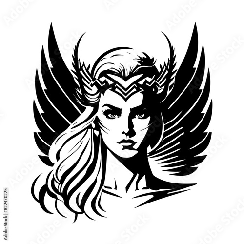 Majestic Vector Art of Valkyrie Silhouette: Channel Courage, Strength, and Warrior Spirit into Your Space