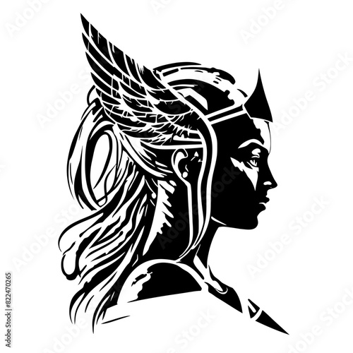 Wallpaper Mural Majestic Vector Art of Valkyrie Silhouette: Channel Courage, Strength, and Warrior Spirit into Your Space Torontodigital.ca