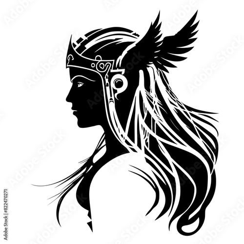 Majestic Vector Art of Valkyrie Silhouette: Channel Courage, Strength, and Warrior Spirit into Your Space