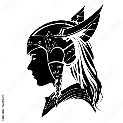Majestic Vector Art of Valkyrie Silhouette: Channel Courage, Strength, and Warrior Spirit into Your Space