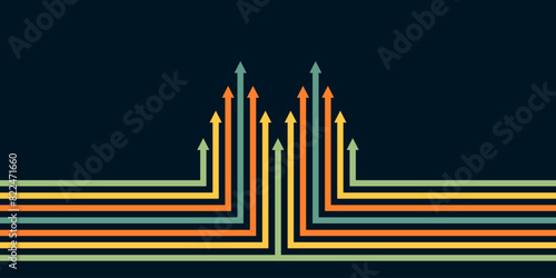 Abstract arrow direction illustration flat design copy space business leader speed concept