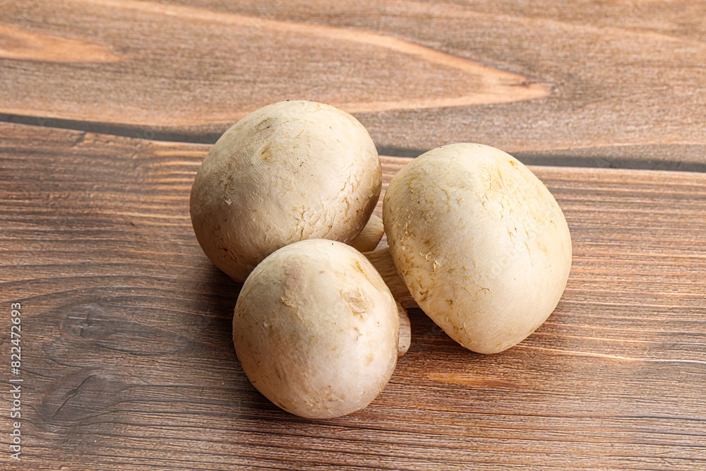 Natural organic ripe champignon mushrooms
