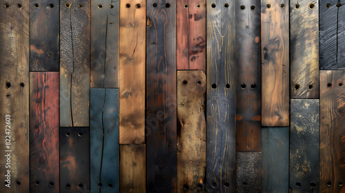 Rustic Textured Burnt Wood Panels for Background or Design Elements photo