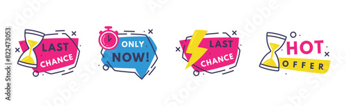 Hot Sale Countdown Badges with Last Offer and Chance Promo Sticker Vector Set