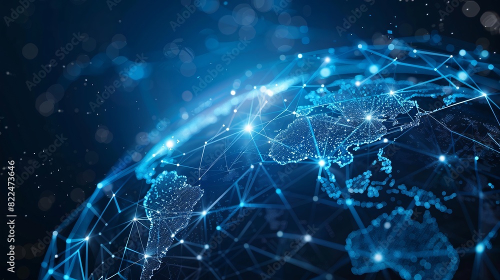 Obraz premium Earth and Internet Technology Fiber Optic Business Background