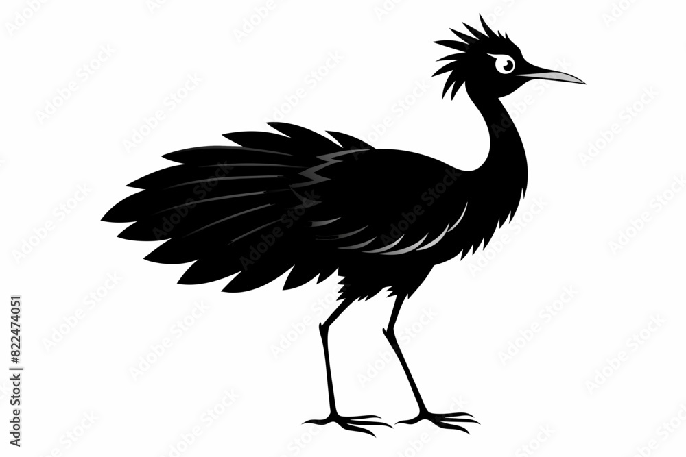 Fototapeta premium A bronze winged jacana silhouette black vector artwork illustration