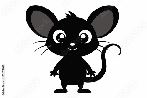 A cute mouse cartoon silhouette black vector artwork illustration