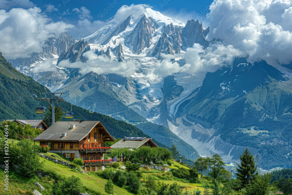 The stunning alpine scenery of Chamonix with Mont Blanc in the background