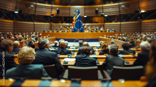 Wallpaper Mural A large crowd of people are sitting in a room, watching a speaker Torontodigital.ca