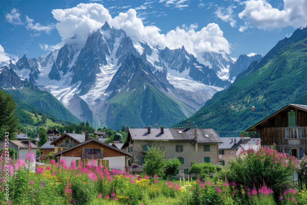 The stunning alpine scenery of Chamonix with Mont Blanc in the background
