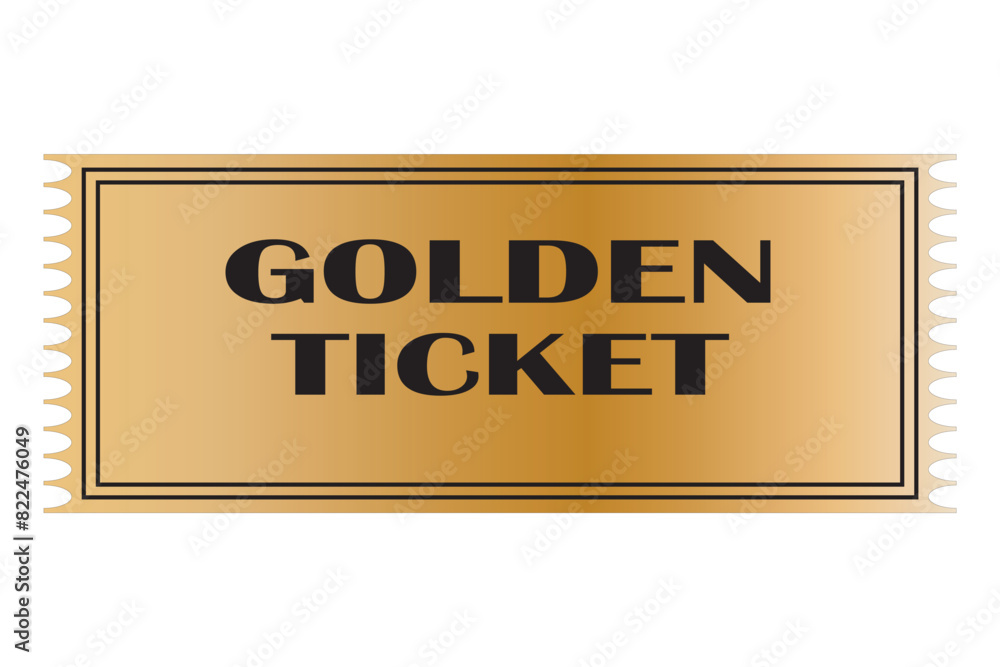 Fototapeta premium Vector golden ticket template. Cinema, concert, game, party, event, festival gold ticket. ticket for casino illustration design eps 10