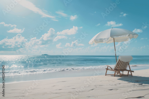 Relaxing Seaside Vacation Destination, Sunlit Beach Getaway, Coastal Holiday Destination Enjoying Sun © Gasi