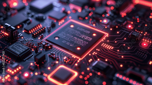 circuit board background with lights 