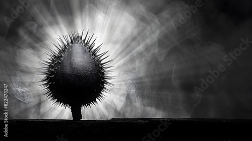 High Contrast Silhouette of a Durian Fruit The King of Exotic Fruits